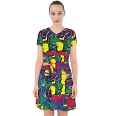 Colorful Shapes Abstract Painting                        Adorable In Chiffon Dress by LalyLauraFLM