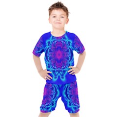 Digital Art Artwork Fractal Color Abstact Kids  Tee And Shorts Set by Pakrebo