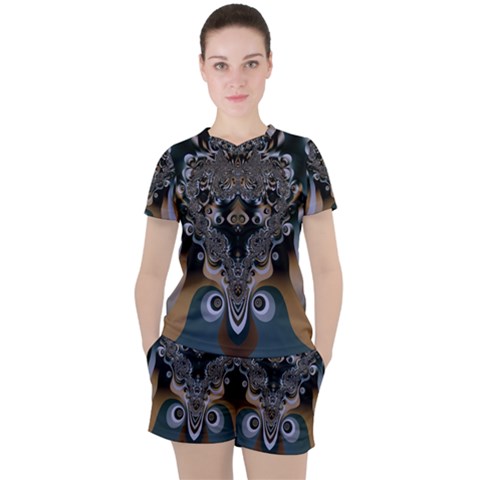 Fractal Art Artwork Design  Art Women s Tee And Shorts Set by Pakrebo