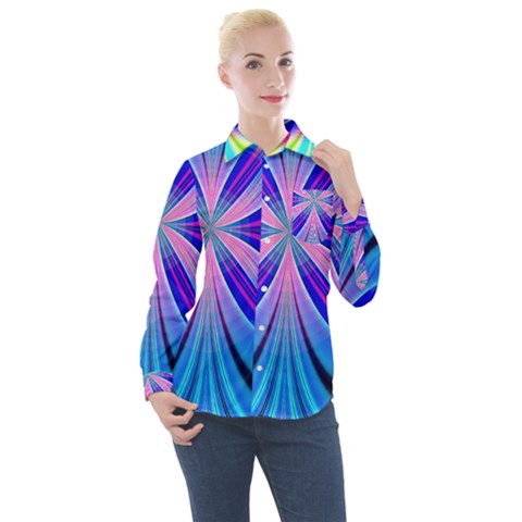 Abstract Art Design Digital Art Women s Long Sleeve Pocket Shirt by Pakrebo