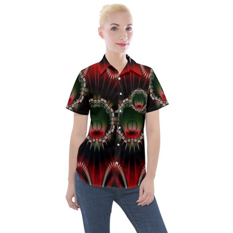 Abstract Abstract Art Artwork Star Women s Short Sleeve Pocket Shirt by Pakrebo