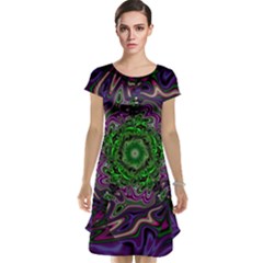 Digital Art Artwork Fractal Pattern Cap Sleeve Nightdress by Pakrebo