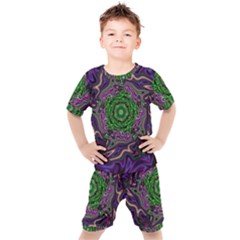 Digital Art Artwork Fractal Pattern Kids  Tee And Shorts Set by Pakrebo