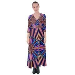 Artwork Fractal Geometrical Design Button Up Maxi Dress by Pakrebo