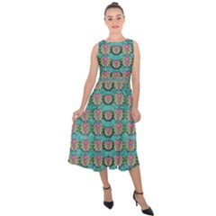 Lotus Bloom In The Sacred Soft Warm Sea Midi Tie-back Chiffon Dress by pepitasart