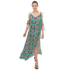 Lotus Bloom In The Sacred Soft Warm Sea Maxi Chiffon Cover Up Dress by pepitasart