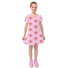 Texture Star Backgrounds Pink Kids  Short Sleeve Velvet Dress by HermanTelo