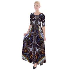 Abstract Art Artwork Fractal Design Half Sleeves Maxi Dress by Pakrebo