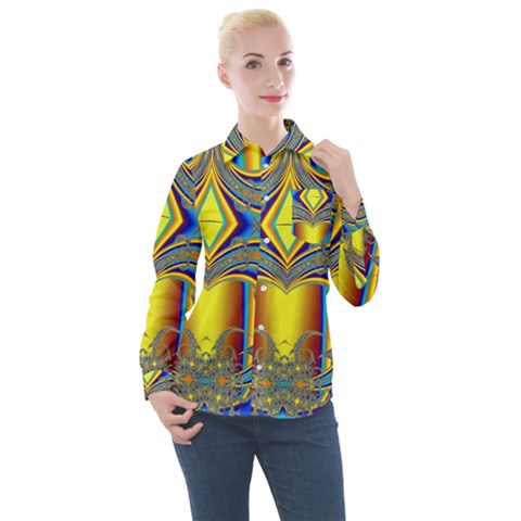 Abstract Art Design Digital Art Women s Long Sleeve Pocket Shirt by Pakrebo