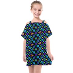 Have Fun Multicolored Text Pattern Kids  One Piece Chiffon Dress by dflcprintsclothing