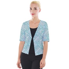 Wood Texture Diagonal Pastel Blue Cropped Button Cardigan by Mariart