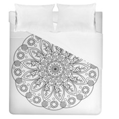 Flowers Mandala Hand Drawing Duvet Cover (queen Size) by Wegoenart