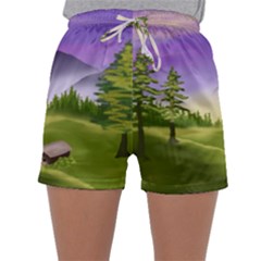 Digital Art Painting Landscape Sleepwear Shorts by Wegoenart