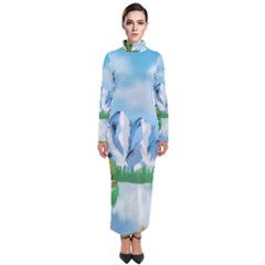 Digital Design Landscape Mountains Turtleneck Maxi Dress by Wegoenart