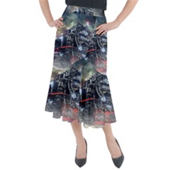 Steam Locomotive Br 99 Historically Midi Mermaid Skirt by Wegoenart