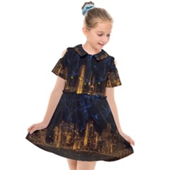 Architecture Buildings City Kids  Short Sleeve Shirt Dress by Wegoenart