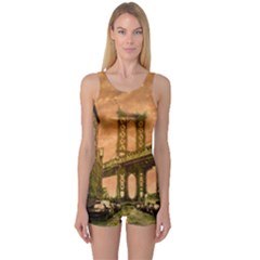 Architecture Buildings City Bridge One Piece Boyleg Swimsuit by Wegoenart