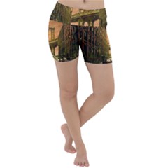 Architecture Buildings City Bridge Lightweight Velour Yoga Shorts by Wegoenart