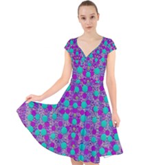 Happy Days Of Free  Polka Dots Decorative Cap Sleeve Front Wrap Midi Dress by pepitasart