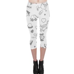 Children Drawings Baby Fish Cat Capri Leggings  by Wegoenart