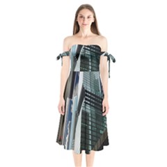 Architecture Frankfurt Reflection Shoulder Tie Bardot Midi Dress by Wegoenart