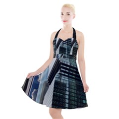 Architecture Frankfurt Reflection Halter Party Swing Dress  by Wegoenart