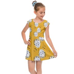 Fluffy Clouds Mustard  Kids  Cap Sleeve Dress by VeataAtticus