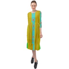 Colors And Flowers Ruffle End Midi Chiffon Dress by pepitasart