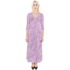 Wood Texture Diagonal Weave Pastel Quarter Sleeve Wrap Maxi Dress by Mariart