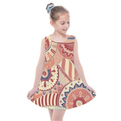 Pop Art Paisley Flowers Ornaments Multicolored 4 Kids  Summer Dress by EDDArt