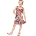 Pop Art Paisley Flowers Ornaments Multicolored 4 Background Solid Dark Red Kids  Tunic Dress View1