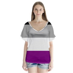 Asexual Pride Flag Lgbtq V-neck Flutter Sleeve Top by lgbtnation