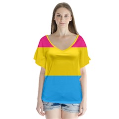 Pansexual Pride Flag V-neck Flutter Sleeve Top by lgbtnation