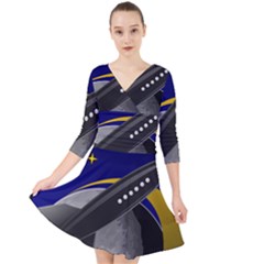 Science Fiction Sci Fi Sci Fi Logo Quarter Sleeve Front Wrap Dress by Pakrebo