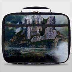 Sea Island Castle Landscape Full Print Lunch Bag by Pakrebo