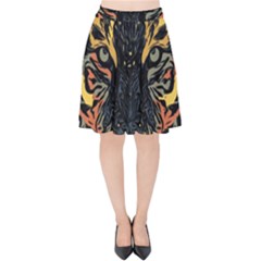 Tiger Predator Abstract Feline Velvet High Waist Skirt by Pakrebo