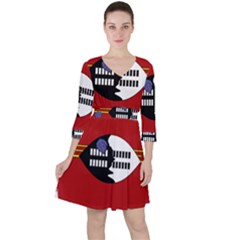 Swaziland Flag Map Geography Ruffle Dress by Sapixe