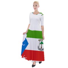 Equatorial Guinea Flag Map Half Sleeves Maxi Dress by Sapixe