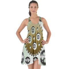 Gear Background Sprocket Show Some Back Chiffon Dress by HermanTelo