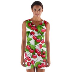 Cherry Leaf Fruit Summer Wrap Front Bodycon Dress by Mariart