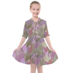 Watercolor Leaves Pattern Kids  All Frills Chiffon Dress by Valentinaart