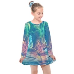 Opaled Abstract  Kids  Long Sleeve Dress by VeataAtticus