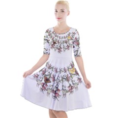 Lady Of The Flowers - By Larenard Studios Quarter Sleeve A-line Dress by LaRenard