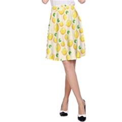 Fruits Template Lemons Yellow A-line Skirt by Pakrebo