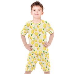 Fruits Template Lemons Yellow Kids  Tee And Shorts Set by Pakrebo