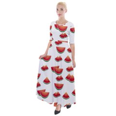 Summer Watermelon Pattern Half Sleeves Maxi Dress by Pakrebo