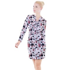 Movies And Popcorn Button Long Sleeve Dress by bloomingvinedesign