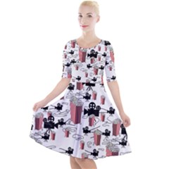 Movies And Popcorn Quarter Sleeve A-line Dress by bloomingvinedesign