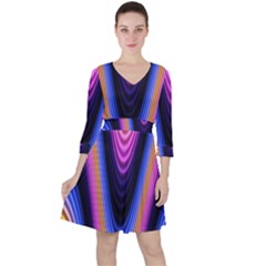 Wave Line Waveform Sound Purple Ruffle Dress by HermanTelo