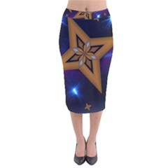 Star Background Velvet Midi Pencil Skirt by HermanTelo